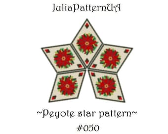 Poinsettia flower 3D peyote star pattern Peyote beading patterns Beaded star patterns Seed bead patterns Christmas ornament