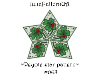 Four leaf clover Ladybug 3D Peyote star pattern PDF St patricks day Beaded star pattern DIY Puffy star Warped square seed bead patterns