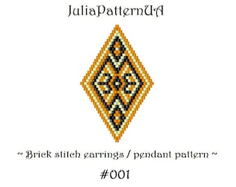 Brick stitch earrings pattern Rhombus earrings bead Peyote earrings Seed bead patterns