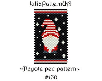 Christmas gnome Peyote pen wrap patterns Beaded pen cover patterns for G2 pilot DIY Seed bead patterns