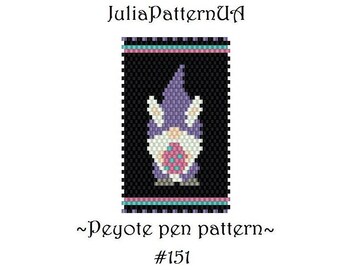 Easter bunny gnome Peyote pen wrap patterns PDF Beaded pen cover patterns for G2 pilot DIY Seed bead patterns