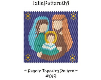 Holy family Peyote tapestry pattern PDF Nativity scene Small beaded tapestry patterns DIY Seed bead patterns Odd count peyote stitch