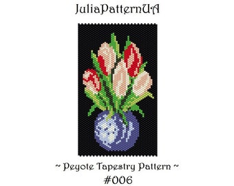 Tulip Peyote tapestry pattern PDF Beaded tapestry pattern Flower DIY Seed bead patterns Odd count peyote stitch