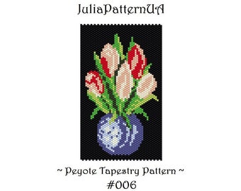 Peyote tapestry pattern Tulip Beaded tapestry pattern Flower Seed bead patterns