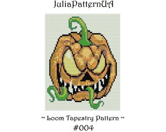 Halloween Pumpkin Bead loom tapestry patterns PDF Beading loom patterns DIY Seed bead patterns