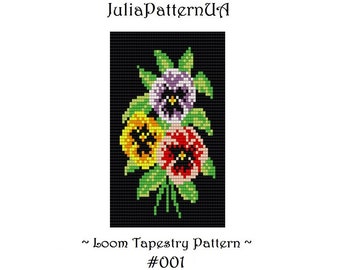Pansies Bead loom tapestry patterns PDF Flower Beading loom patterns DIY Seed bead patterns
