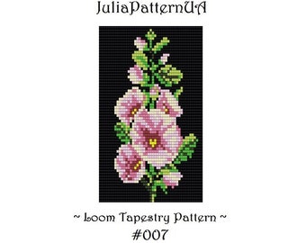 Hollyhock Bead loom tapestry patterns PDF Floral beading loom patterns DIY Seed bead patterns