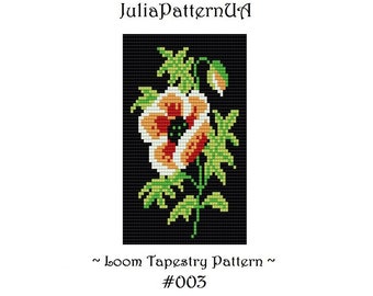 Poppy Bead loom tapestry patterns PDF Red flower Beading loom patterns DIY Seed bead patterns