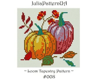 Autumn pumpkin Bead loom tapestry patterns PDF Beading loom patterns DIY Seed bead patterns