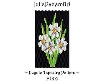 Daffodil Peyote tapestry pattern PDF Narcissus Beaded tapestry pattern Floral tapestry DIY Odd count peyote stitch Seed bead patterns