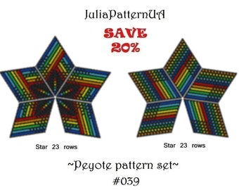 Rainbow pride 3D Peyote star pattern PDF LGBT Beaded star pattern DIY Warped square seed bead patterns Peyote stitch puffy star