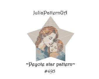 Mother and child 3D Peyote star pattern PDF Mother's day gift Beaded star pattern Peyote stitch puffy star Warped square seed bead patterns