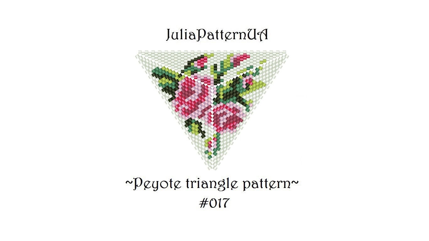 Triangular Rose Patterns Pink Roses Peyote Triangle Pattern PDF Floral Beaded Triangle Pendant ...