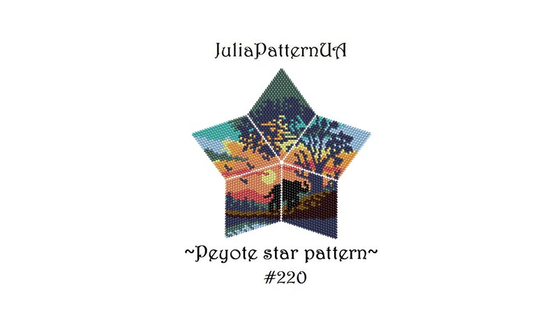Sunset landscape Peyote star pattern Elephant silhouette 3D Beaded star pattern DIY Warped square pattern Seed bead patterns
