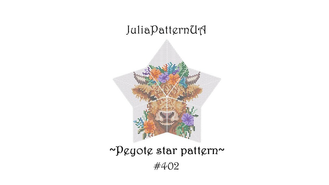 Highland Cow With Flowers 3D Peyote Star Pattern PDF Western Floral ...