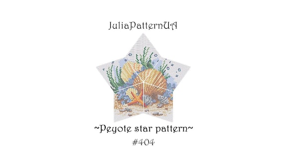 Seashells and starfish Peyote star pattern PDF Underwater 3D Beaded star pattern Warped square seed bead patterns Peyote stitch puffy star