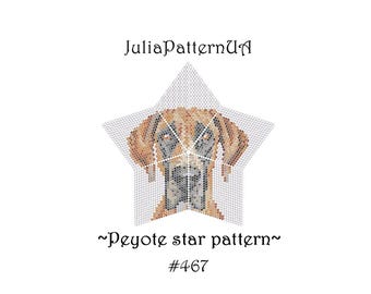 Great Dane 3D Peyote star pattern PDF Dog Beaded star pattern DIY Warped square seed bead patterns Peyote stitch puffy star