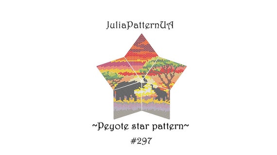 Africa Sunset landscape Peyote star pattern Elephant silhouette 3D Beaded star pattern Warped square pattern Puffy star Seed bead pattern