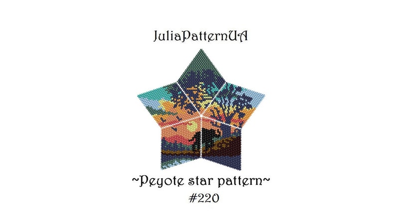Sunset landscape Peyote star pattern Elephant silhouette 3D Beaded star pattern DIY Warped square pattern Seed bead patterns