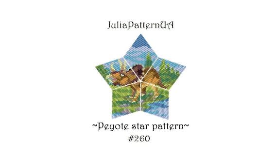 Triceratops Dinosaur 3D Peyote star pattern PDF Jurassic world Landscape  Beaded star pattern DIY Warped square pattern Seed bead patterns