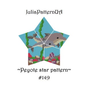 Dolphins Peyote Star Pattern 3D Beaded Star Pattern Mom and Baby ...