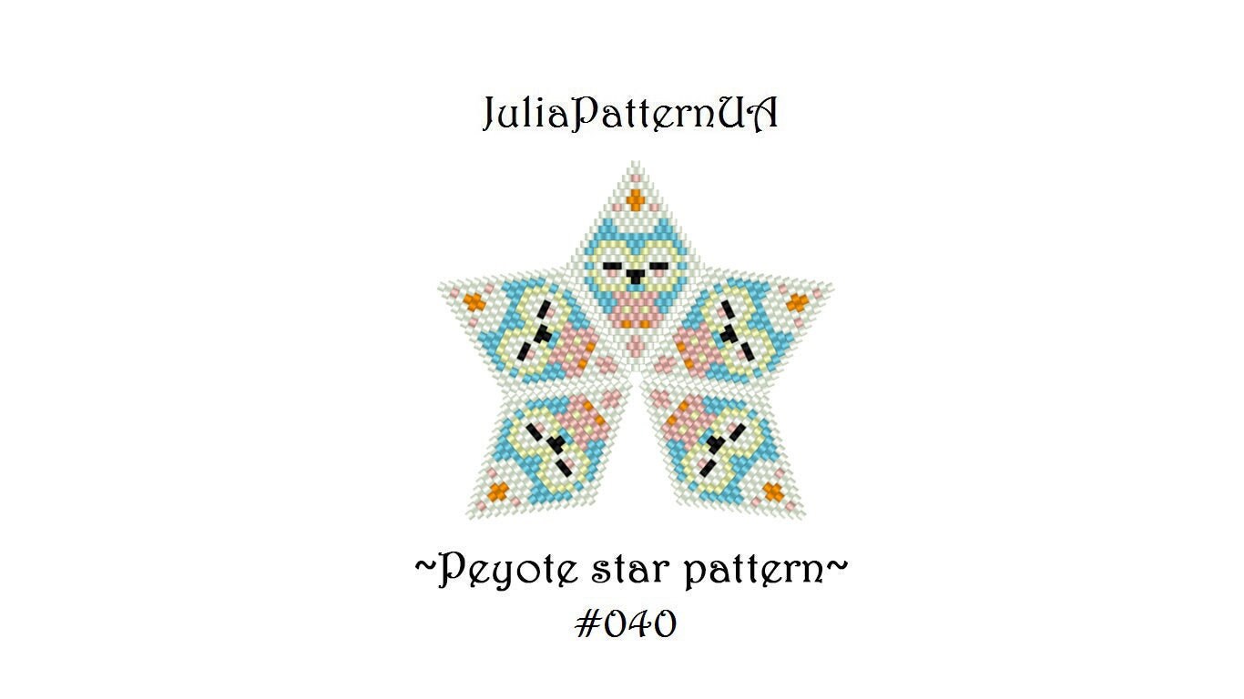 Owl 3D Peyote star pattern Bird Beaded star pattern DIY Warped square pattern Seed bead patterns