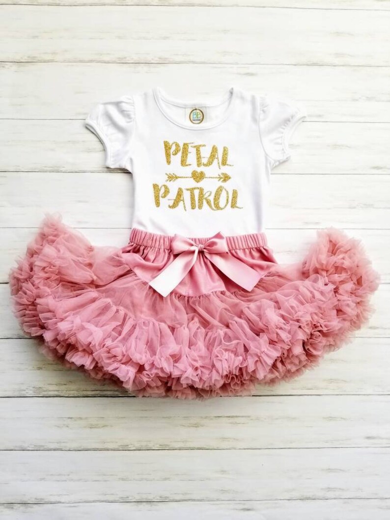 Petal Patrol Outfit Flower Gitl Rehearsal Outfit Flower Girl Outfit Vintage Pink Tutu Skirt