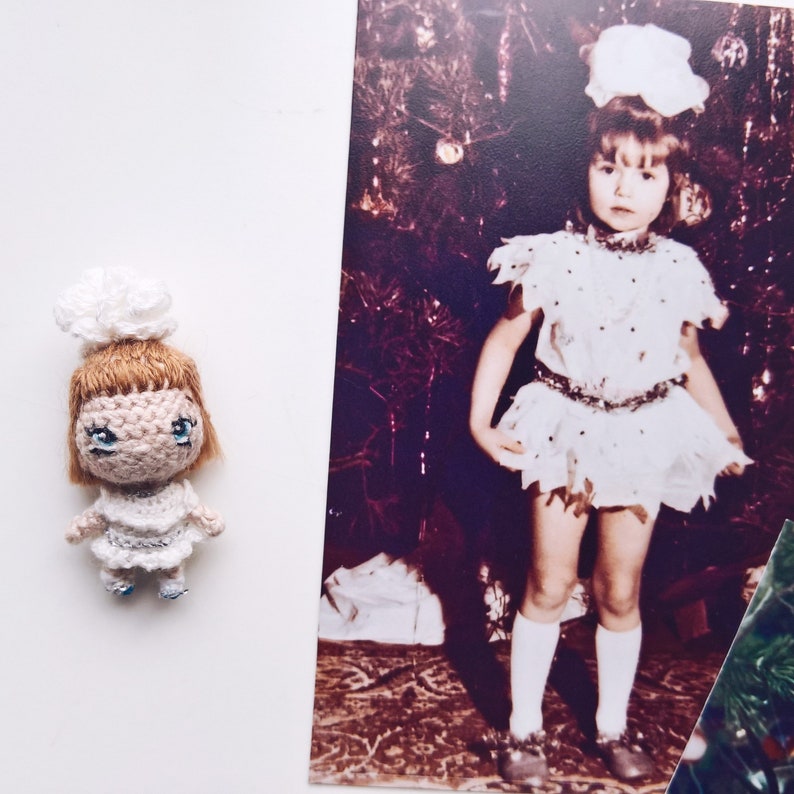 Portrait custom personalized crochet miniature ooak doll