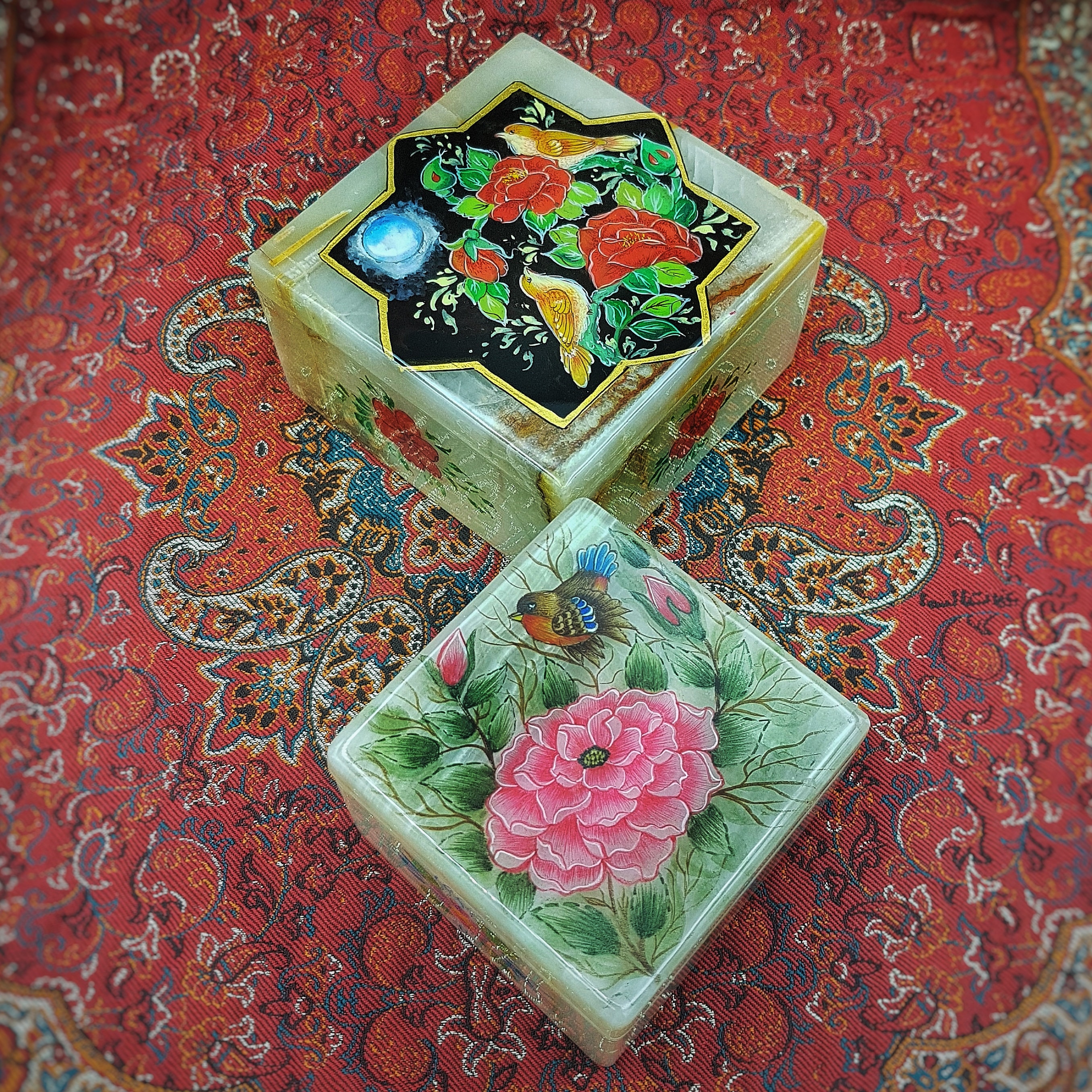Jewelry Box Hand Painted Marble Stone Jewelry Box Pasar Team Etsy