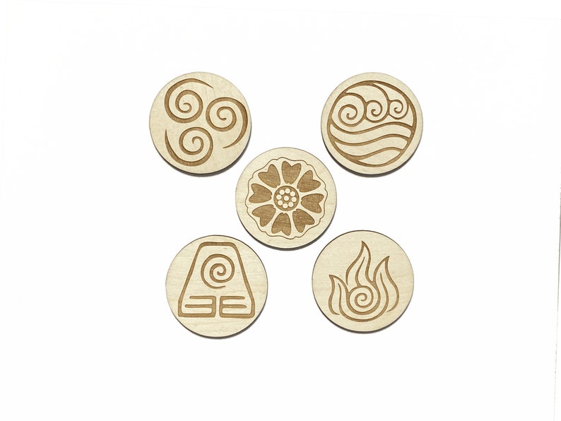 Avatar The Last Airbender Tiles Tokens Wood Engraved Chips Avatar Atla Air Water Earth Fire White Lotus Tile Slobodaonline Accessories Keychains