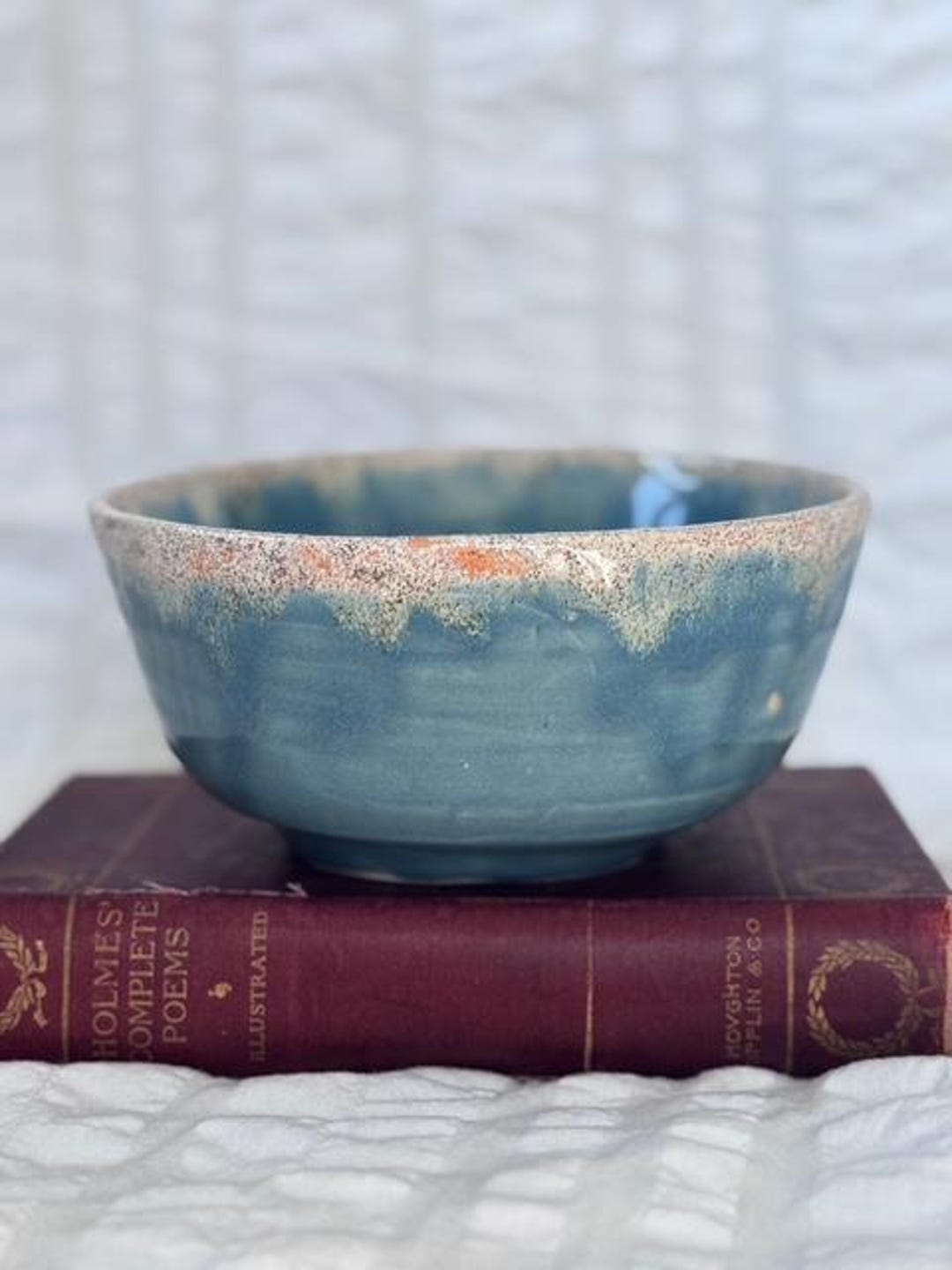 Vintage Studio Pottery Bowl Signed JR Blue Glaze Wheel Thrown Ceramic ...