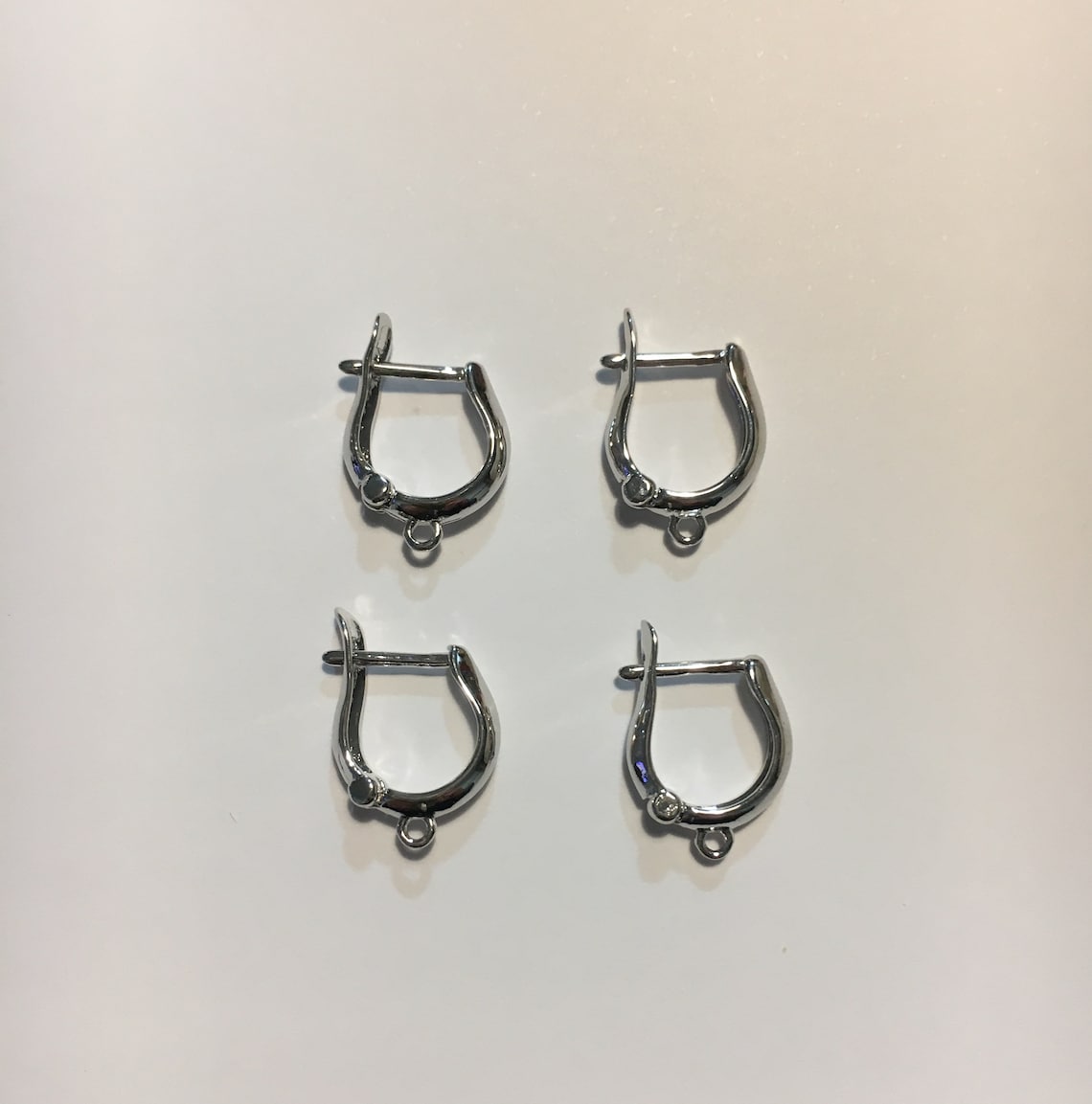 2 Pairs Rhodium Plated Latch Back Earring 12mm. DIY Supply Etsy