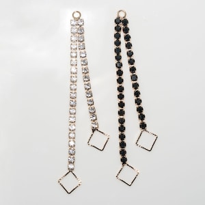 2pcs. CZ Pflastern Gold Kette Charms 83mm, Strass oder schwarz Strass Ohrring Anhänger mit Platz. Erkenntnisse. DIY Ohrringe