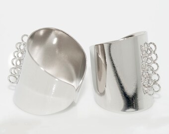 1 pc. Stainless Steel Ring Adjustable With Dangle, 13mm Ring Base with 10 Holes. DIY Ring Findings