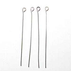 Stainless Steel Eye Pin 0.6mm 50mm. (50 pcs)- DIYFindings- Jewelry Making