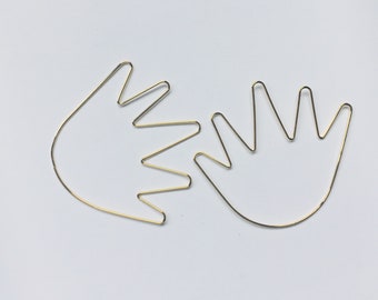2 Pcs Gold Plated Hand aprox. 51x55mm Pendant. DIY Big Pendant, Charm, Necklace.