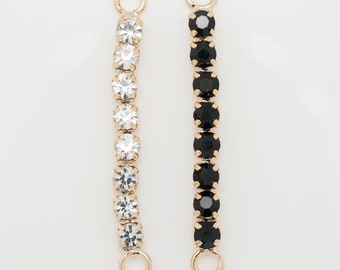 Entrepieza Cadena Laton Baño Oro Strass o Strass Negro 35mm (2 piezas). Fornitura Bisuteria. DIY Collares. DIY Pulseras