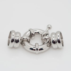 2 pcs Stainless Steel Bolt Spring Ring Clasps 15mm hole 7mm. DIY Findings. DIY Necklace.