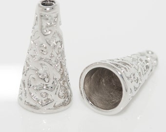 2 pcs. Brass Rhodium Plated Bead Cone 20mmx10mm. DIY Findings. DIY Earrings. Custom Jewerly
