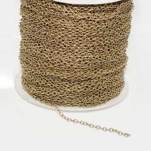 1 Meter (3.28 Ft) Antique Bronze Plated Brass Chain 3mm. DIY Custom Jewelry.
