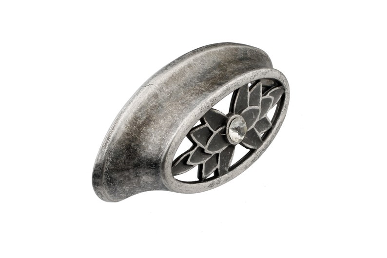 AMDECOR Unique REAL SILVER Coated Vintage Antique Silver weathered Classic Royal Victorian Style Drawer Cabinet Pull knob HardwareDecorative