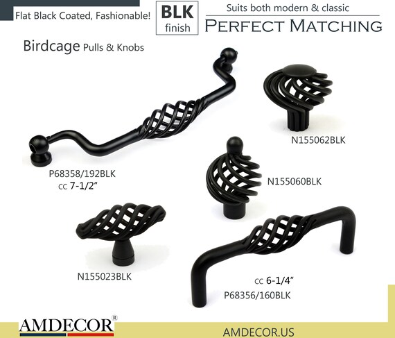 Amdecor Birdcage Cabinet Pull Handle Knob Black Old Western Etsy