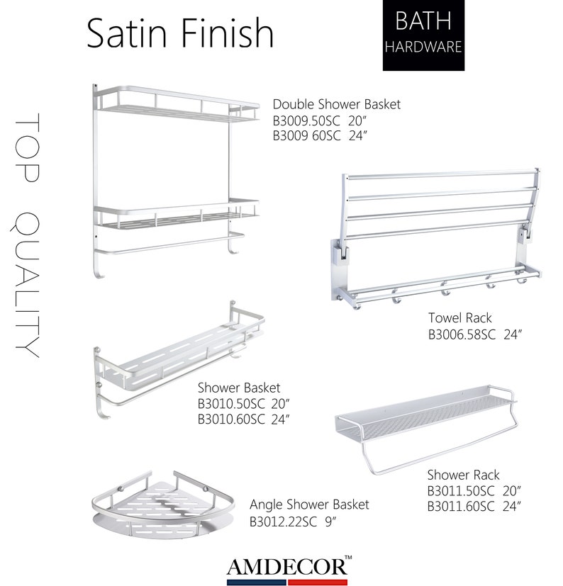 AMDECOR Bath Storage Shelf Kitchen Storage Organizer Modern Bath Accessories Set Bathroom Hardware Kitchen Hardware Bath Organizer