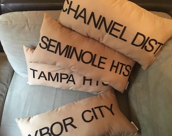 pillz Throw Pillow - Tampa Neighborhoods - Name/Zip