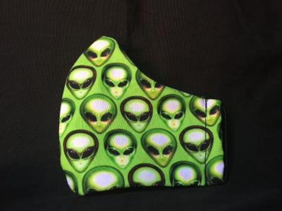 Alien Fitted Mask * Three Layers of Cotton * Filter Pocket