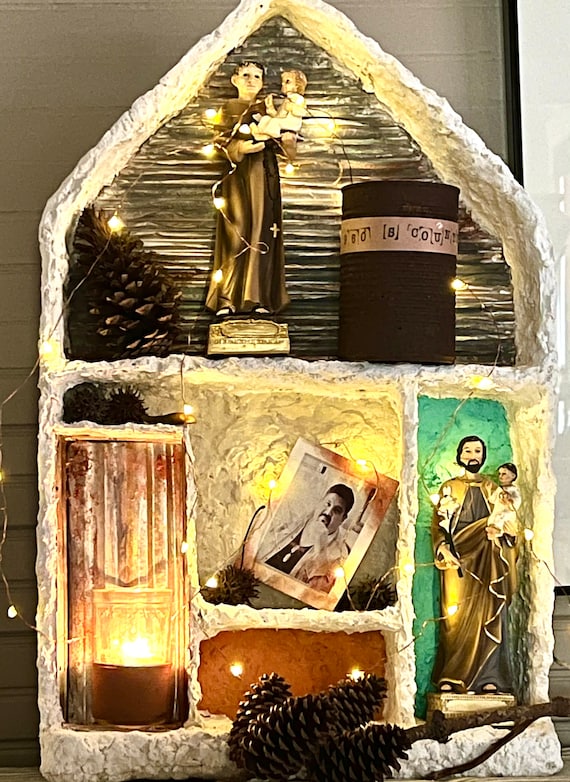 Shrine Shelf Paper Mâché Sculpture Large Arched Curio Display