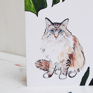 Carte de voeux de chat Monstera | Carte de voeux chats