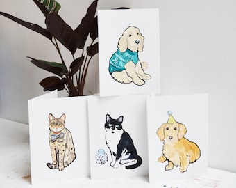 Custom Pet Portrait Card | Pet Portrait Greetings Card | Personalised Pet Portrait Card