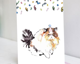 Tarjeta de cumpleaños de Lady, la gata persa / Tarjeta de gato persa / Tarjeta divertida de gato