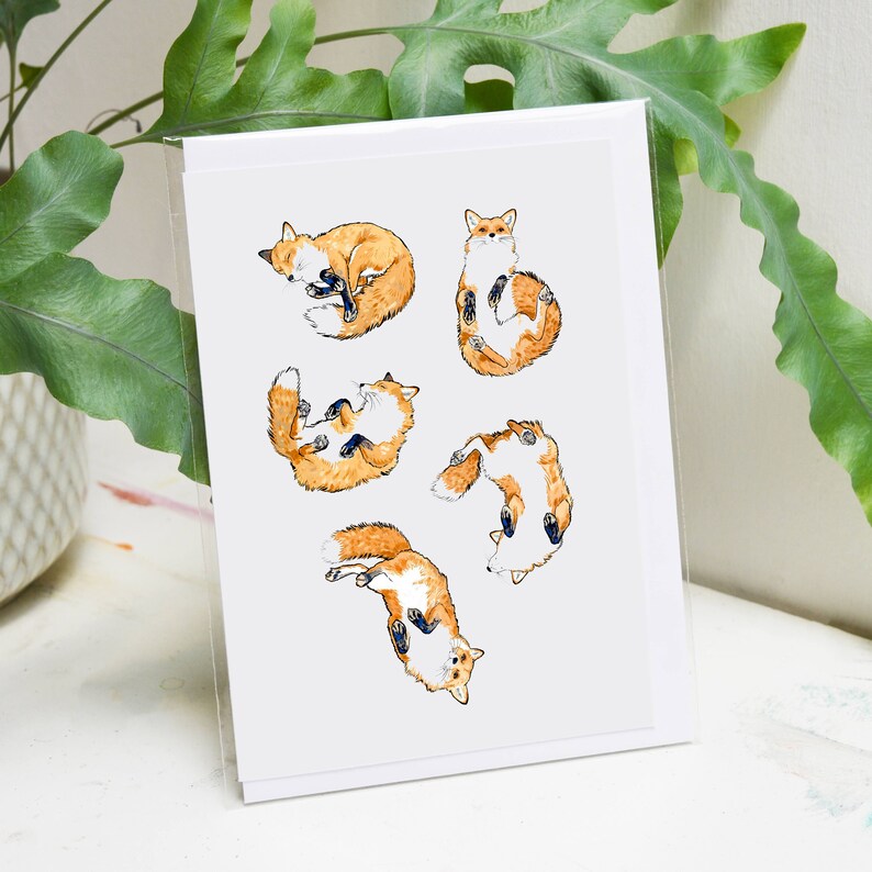 Sleeping Fox Card Fox Birthday Card Cute Fox Card image 2